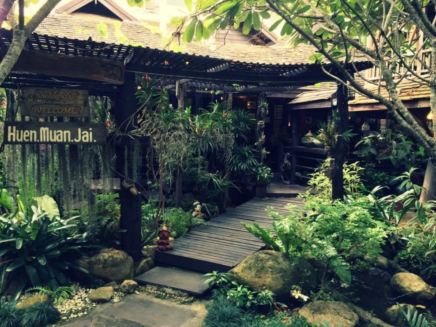 Tropical garden walkway